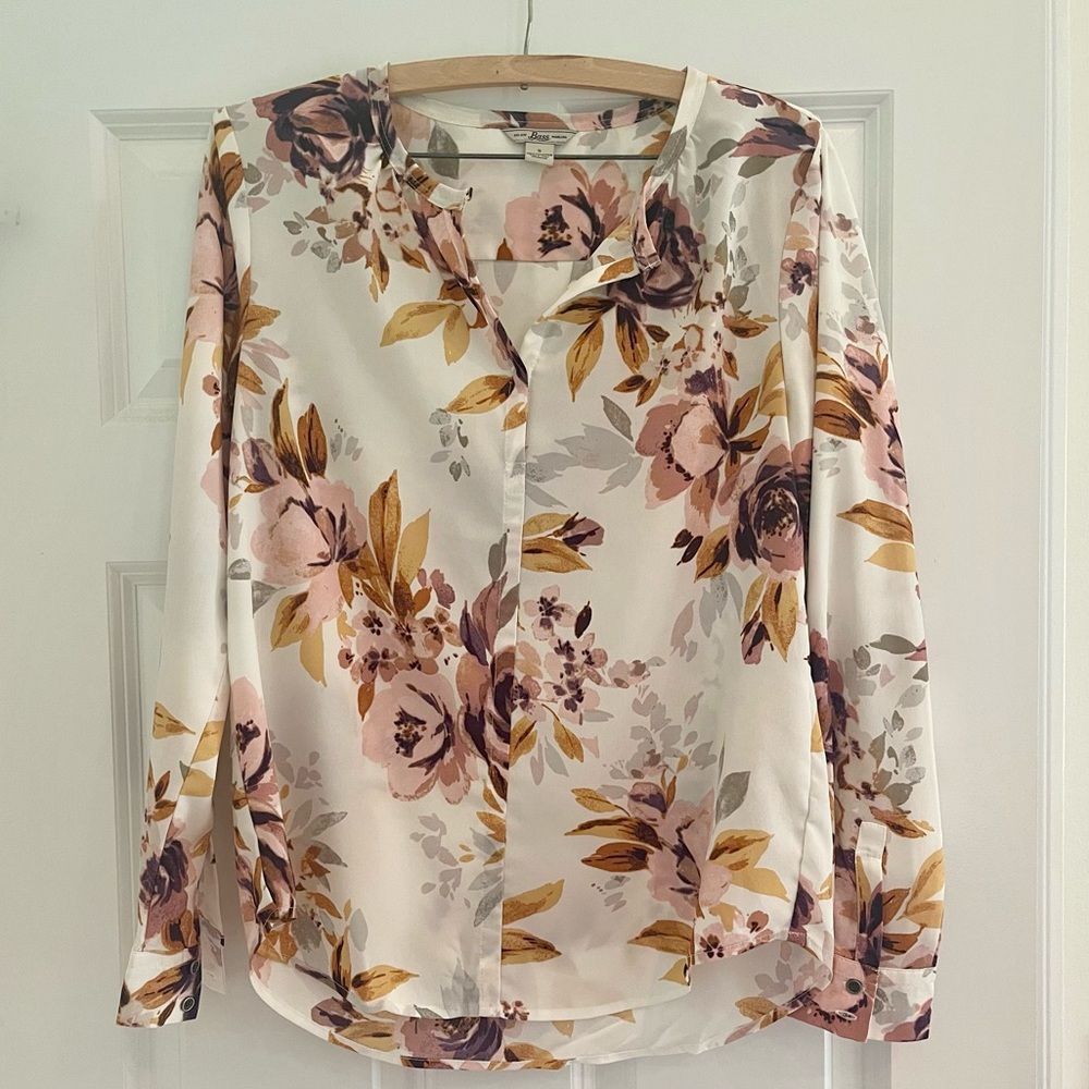 Bass Floral Long Sleeve Blouse Size Small